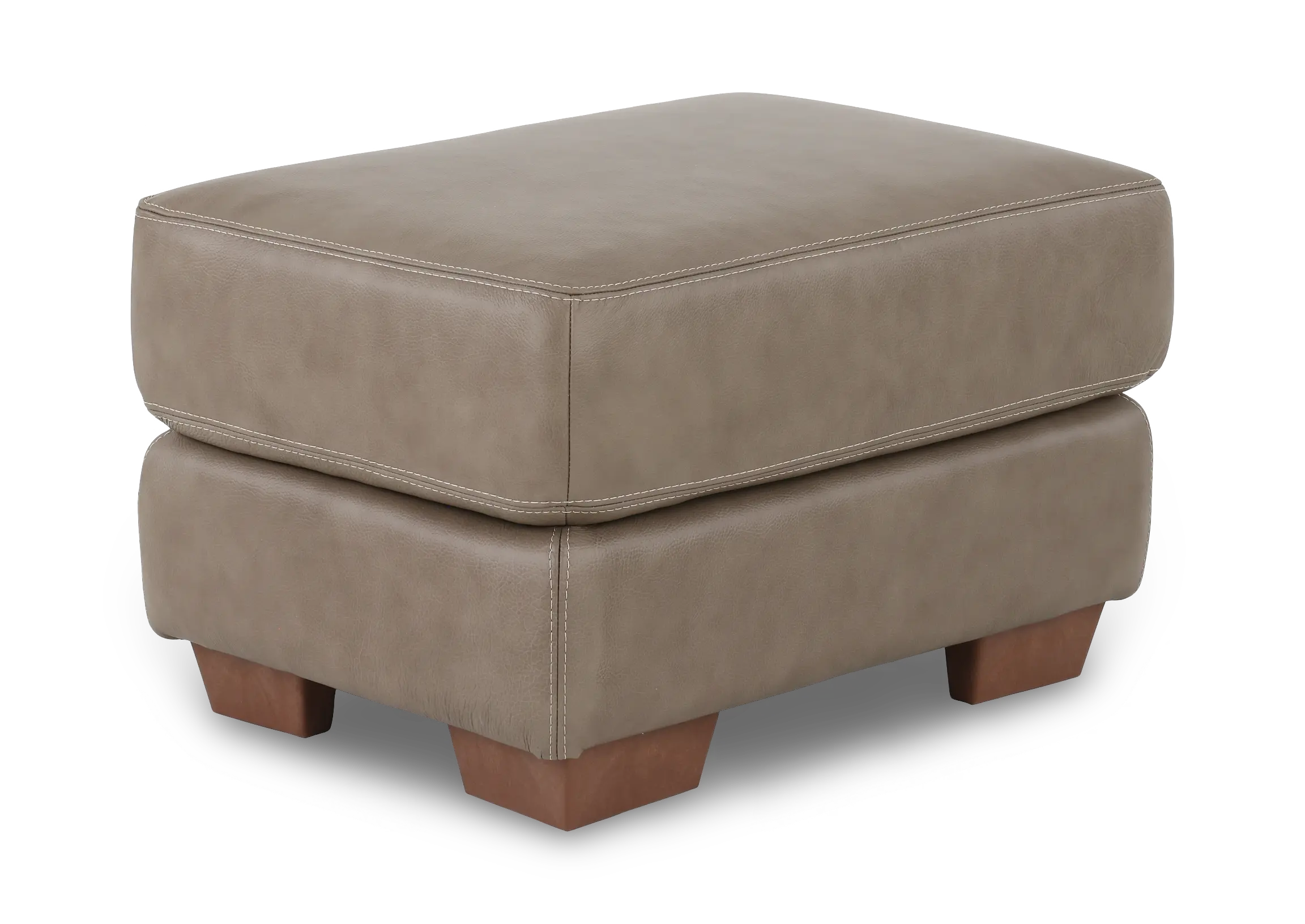 Clay Taupe Leather Ottoman-1