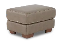 Clay Taupe Leather Ottoman