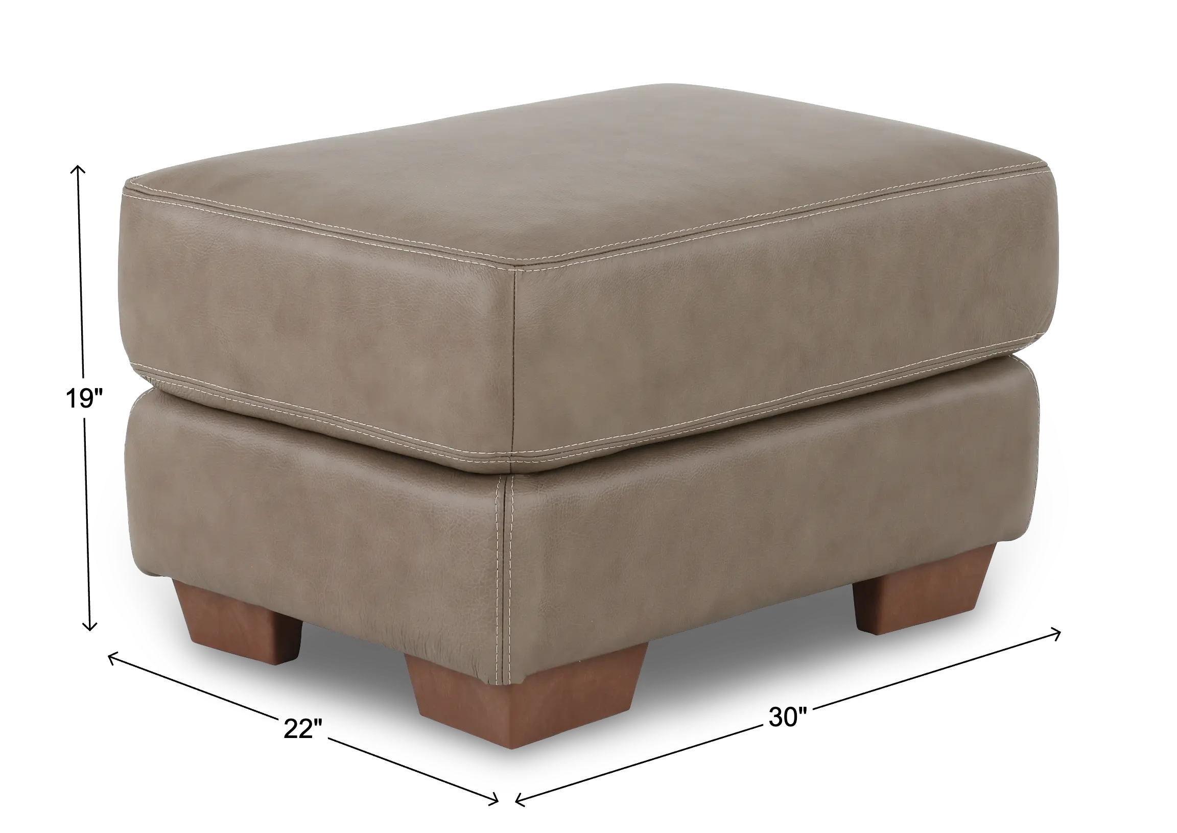 Clay Taupe Leather Ottoman-3
