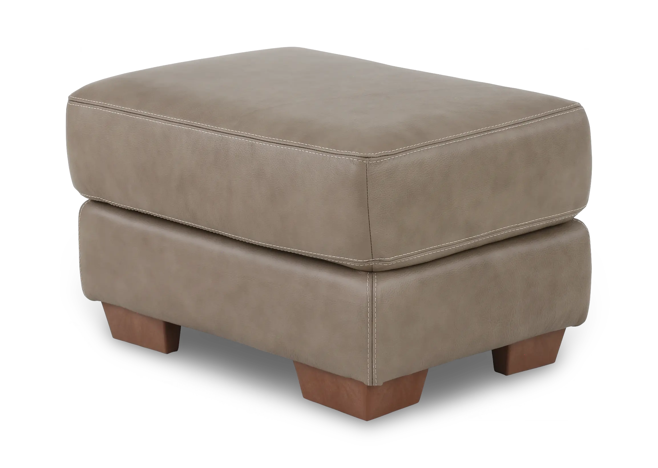Clay Taupe Leather Ottoman-5