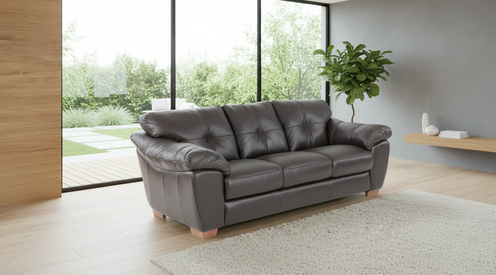 Clay Dark Brown Leather Sofa-9