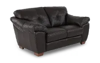 Clay Dark Brown Leather Loveseat