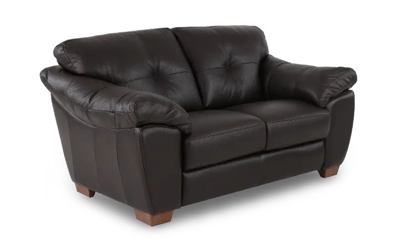Clay Dark Brown Leather Loveseat