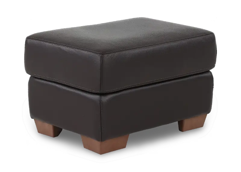 Clay Dark Brown Leather Ottoman