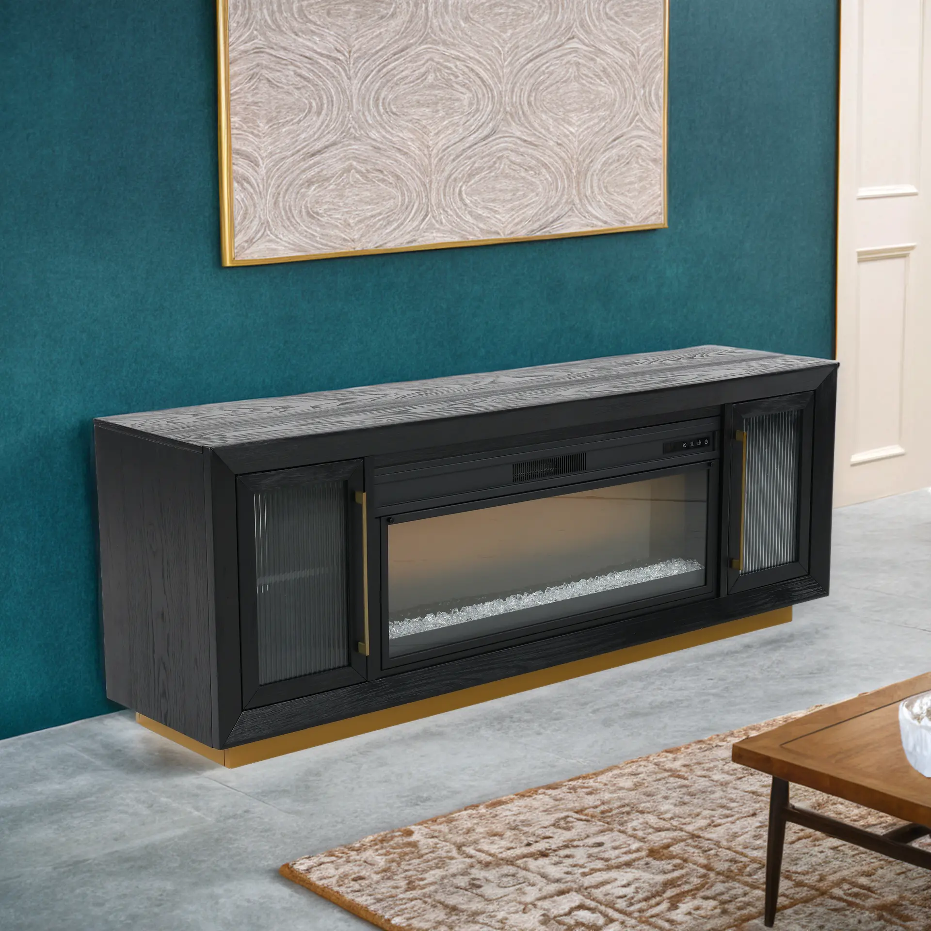 Montrose Black and Gold Fireplace Mantle-11