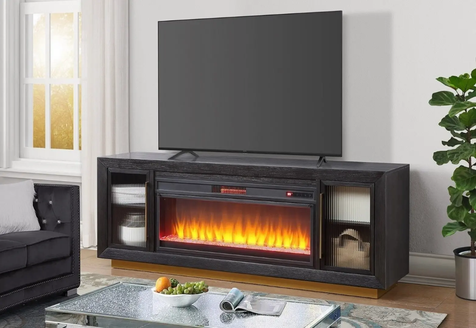 Montrose Black and Gold Fireplace Mantle-2