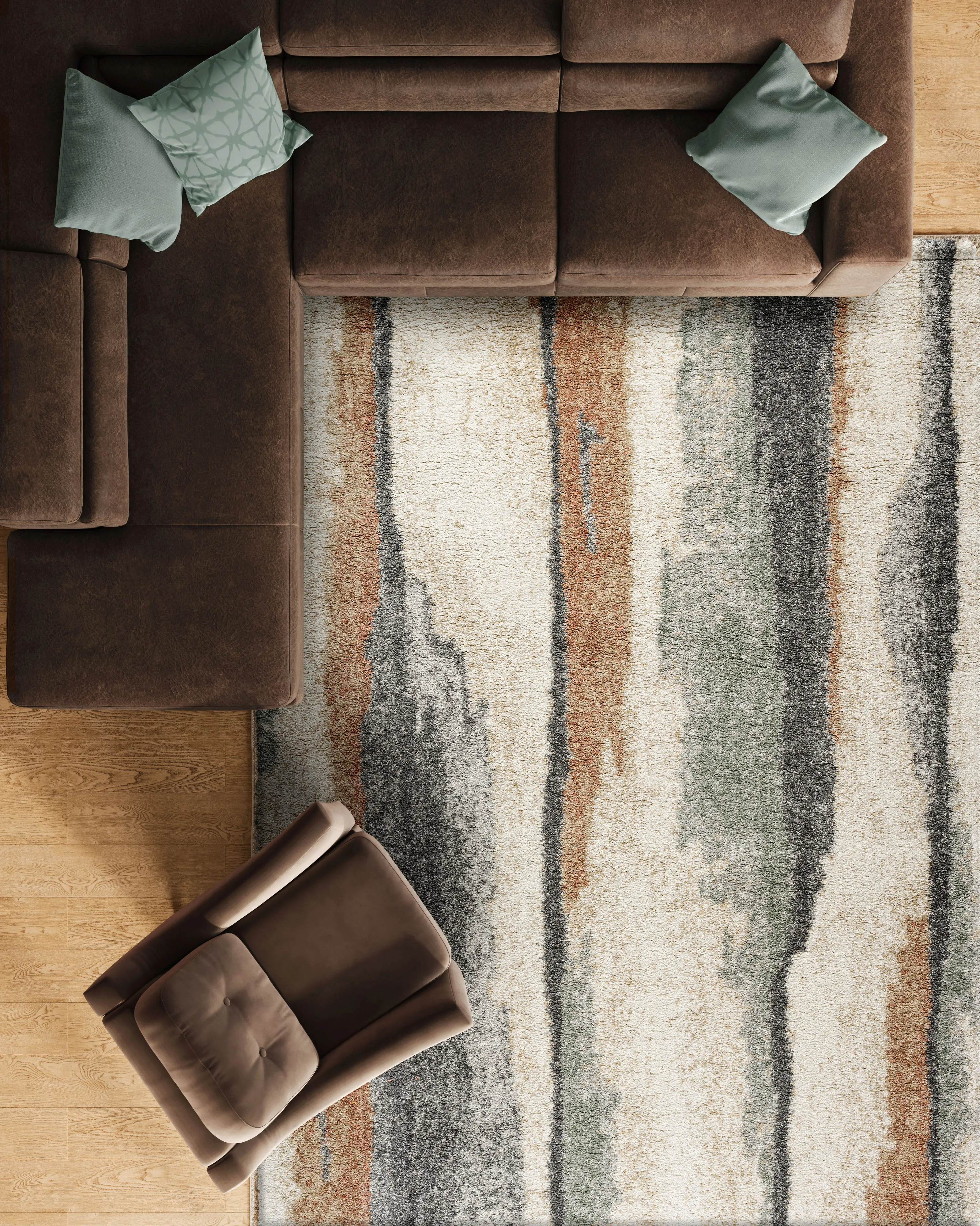 Granada 8 x 10 Rust and Sage Brush Stroke Earth Tone Area Rug-2