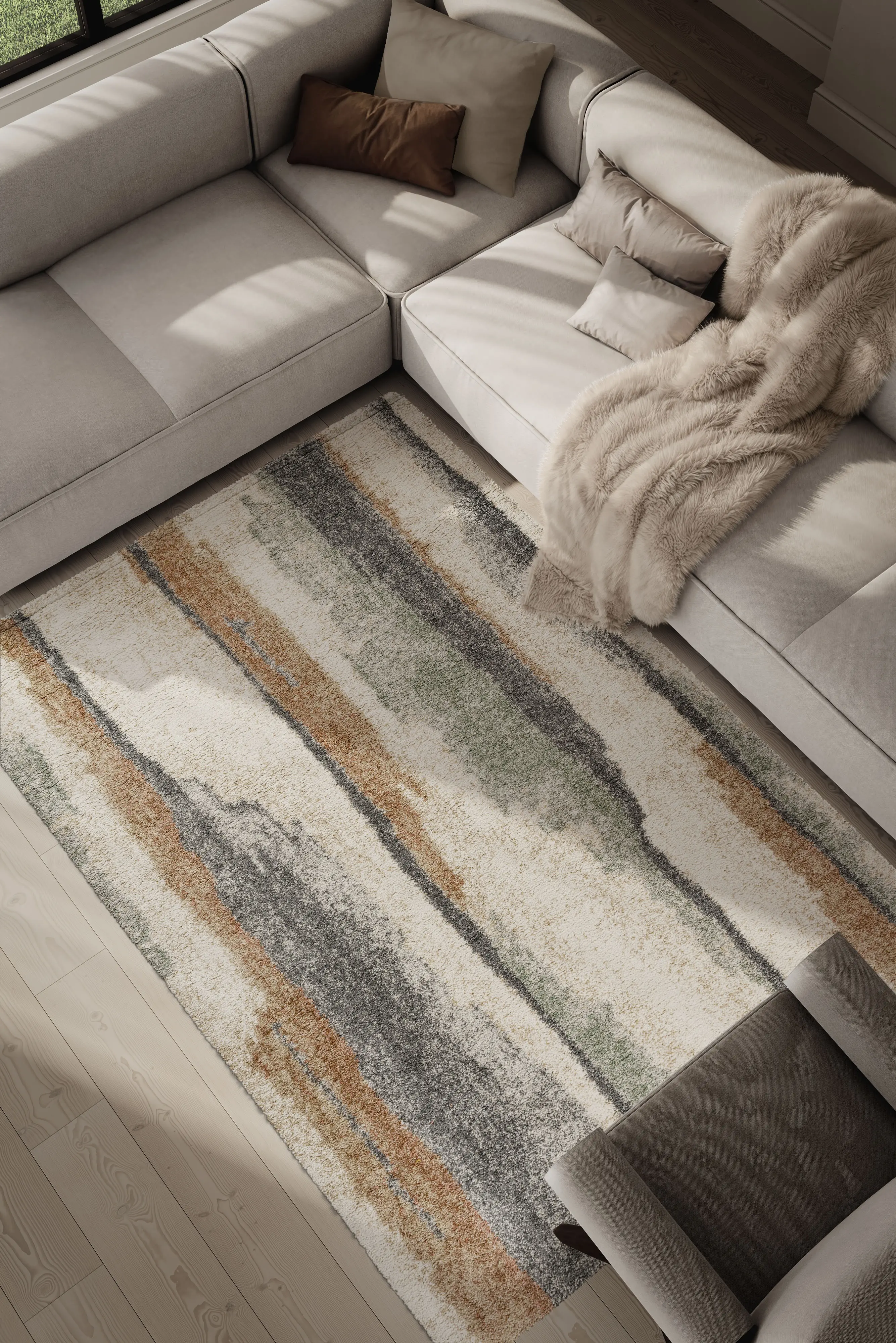 Granada 8 x 10 Rust and Sage Brush Stroke Earth Tone Area Rug-9