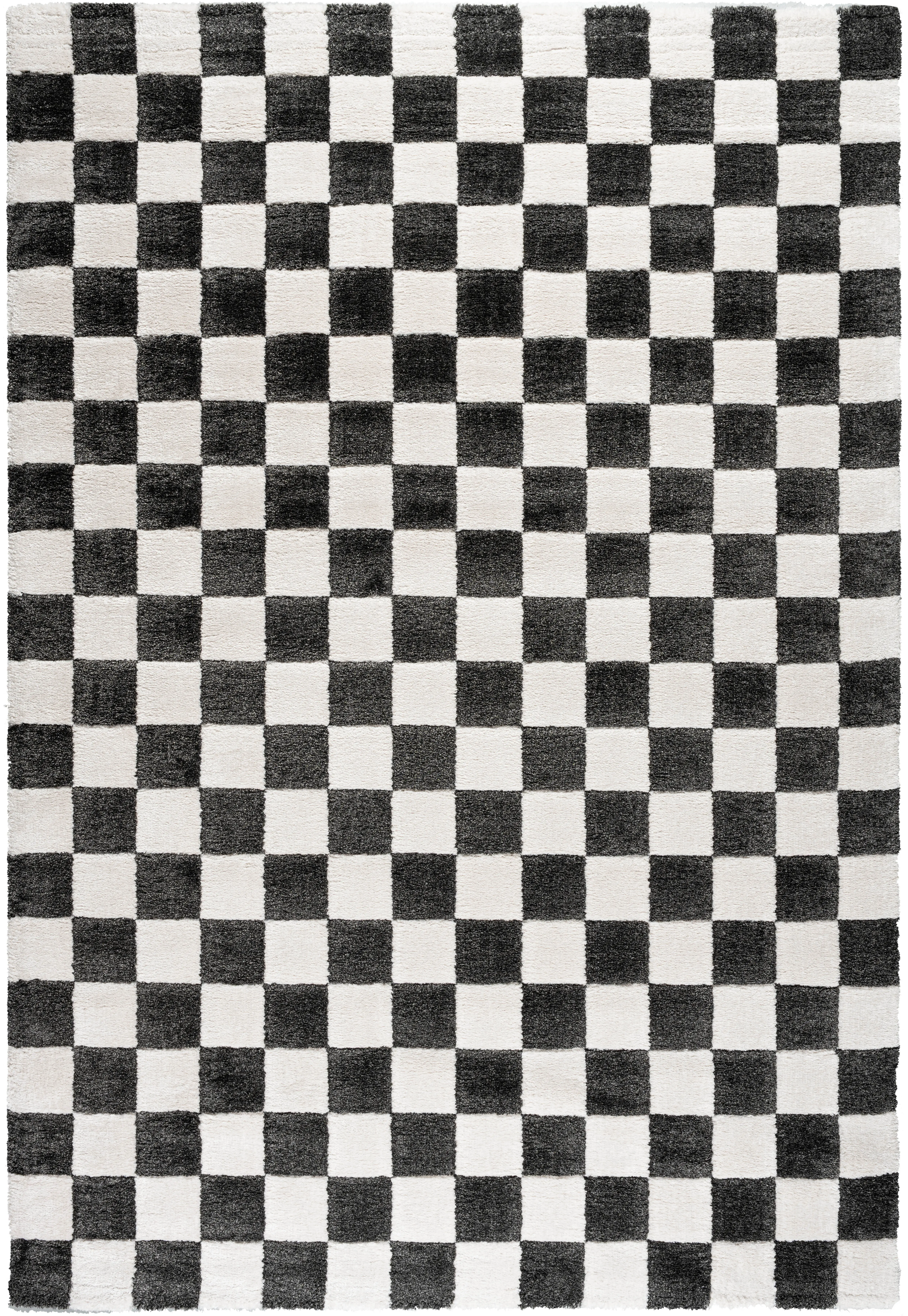 Nube 5 x 8 Checkerboard Black Area Rug-1
