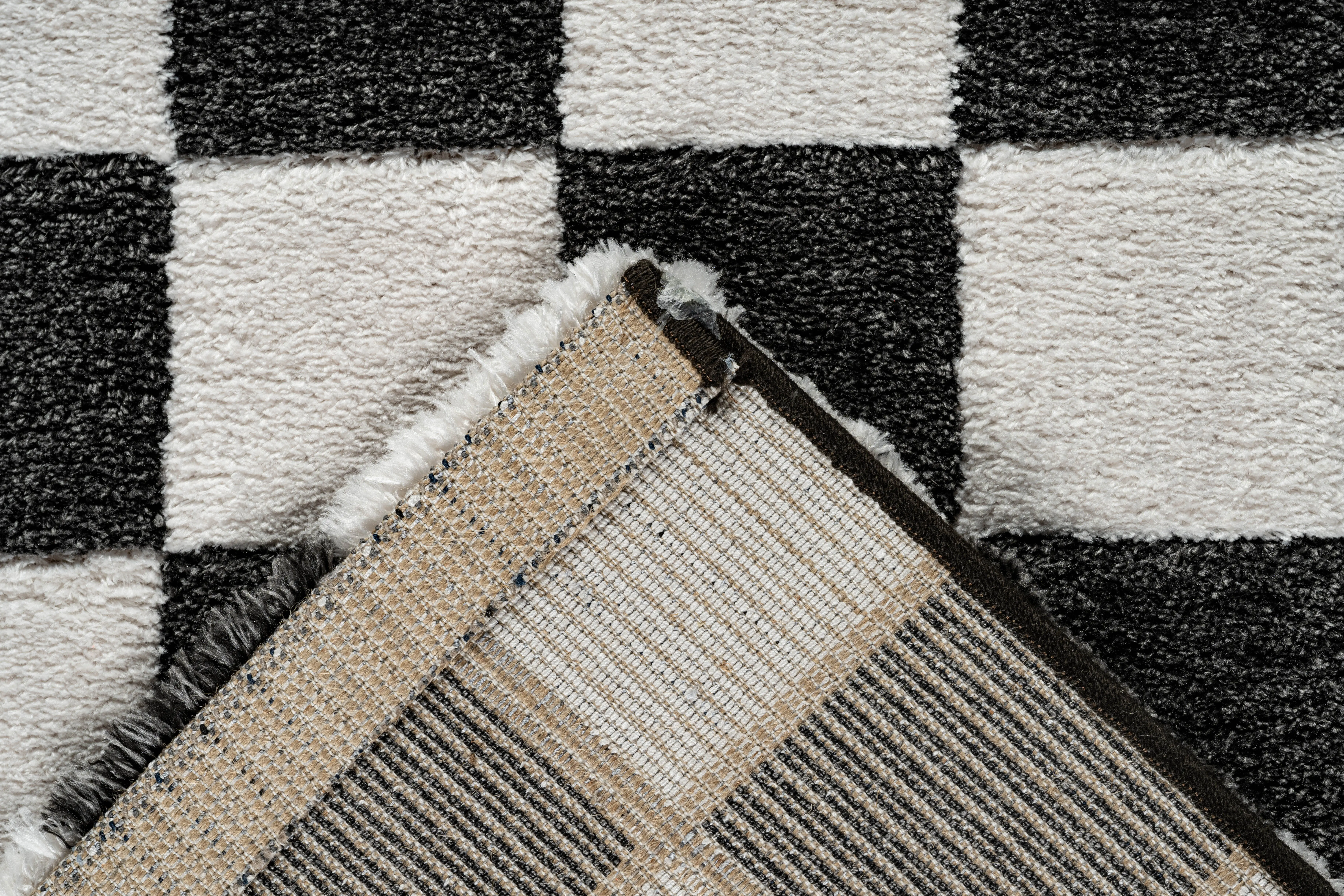 Nube 5 x 8 Checkerboard Black Area Rug-11