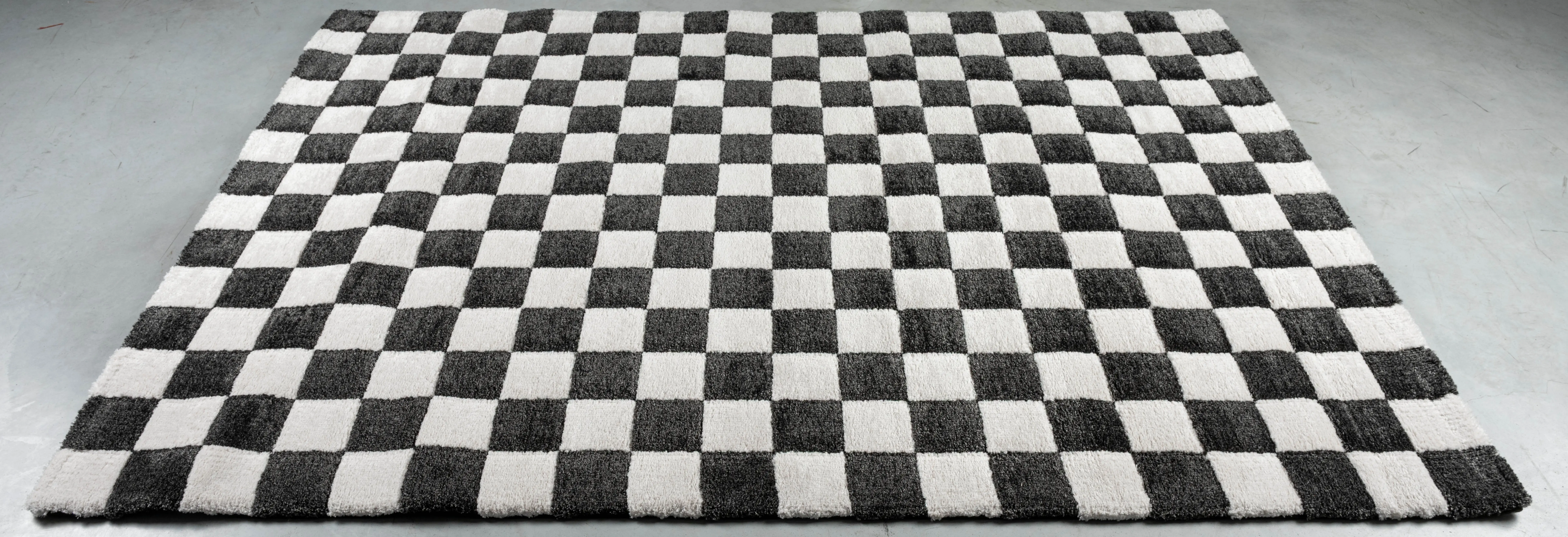 Nube 5 x 8 Checkerboard Black Area Rug-3