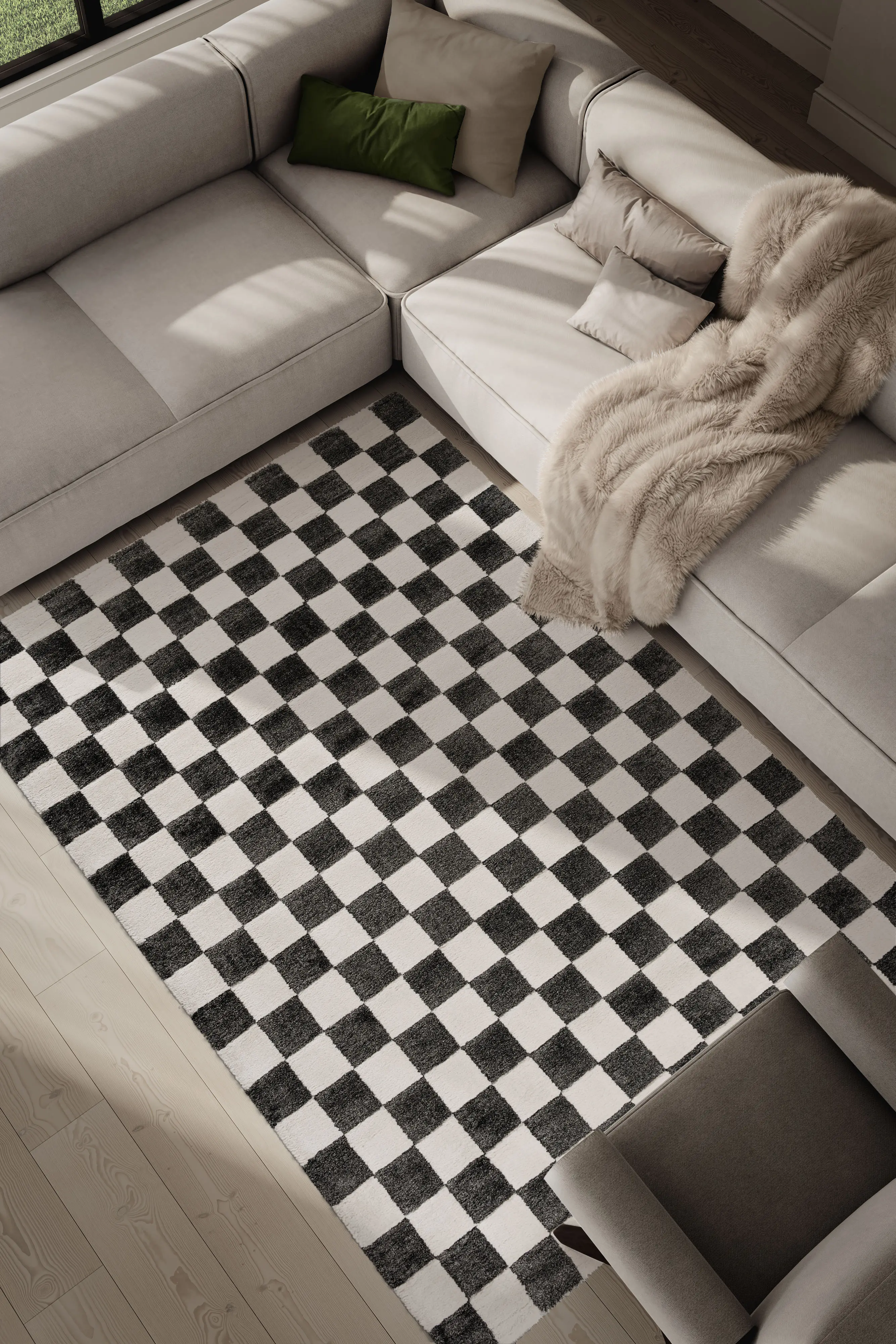 Nube 5 x 8 Checkerboard Black Area Rug-6