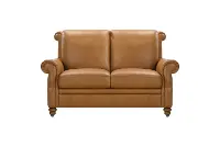 Pentos Saddle Brown Leather Loveseat