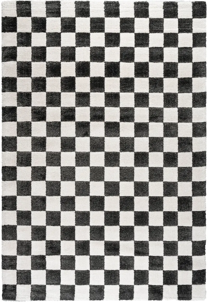 Nube 8 x 10 Checkerboard Black Area Rug