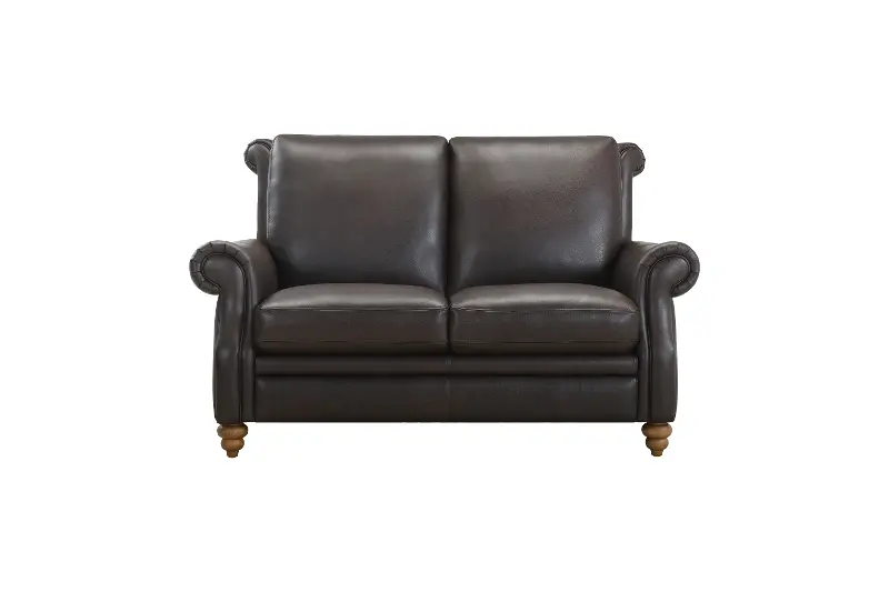 Pentos Dark Brown Leather Loveseat