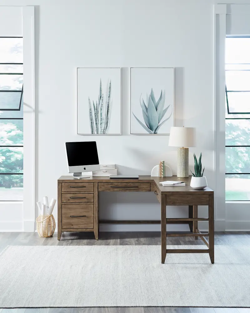 Shaker Lakes Brown L-Shaped Desk