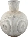 Ribbed White Vase with Narrow Neck