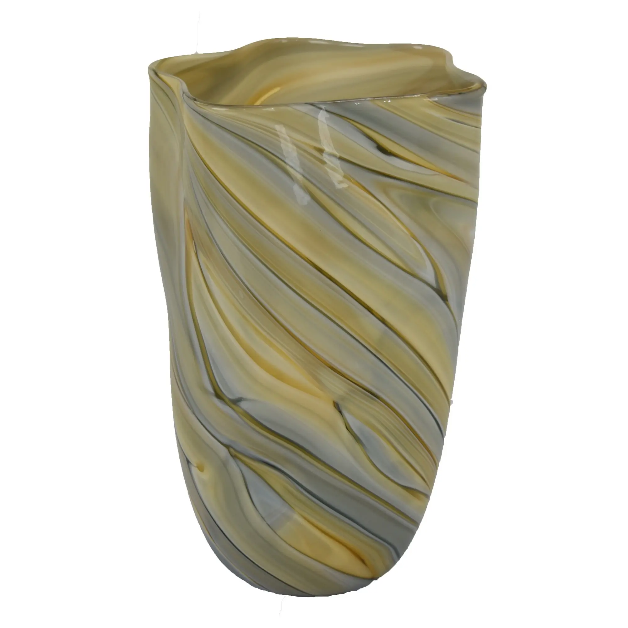 13.5  Tan Glass Ribbon Vase-1