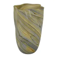 13.5  Tan Glass Ribbon Vase