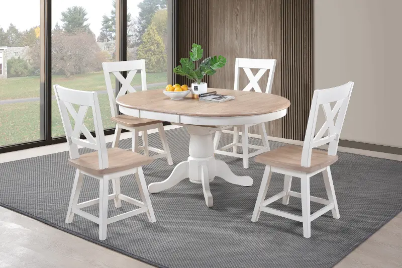 Highland Natural and White 5 Piece Dining Set