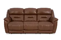 Contender Saddle Brown Leather Power Reclining Sofa