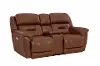Contender Saddle Brown Leather Power Reclining Loveseat