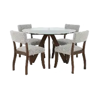 Wade Mocha Brown and Glass 5 Piece Dining Set