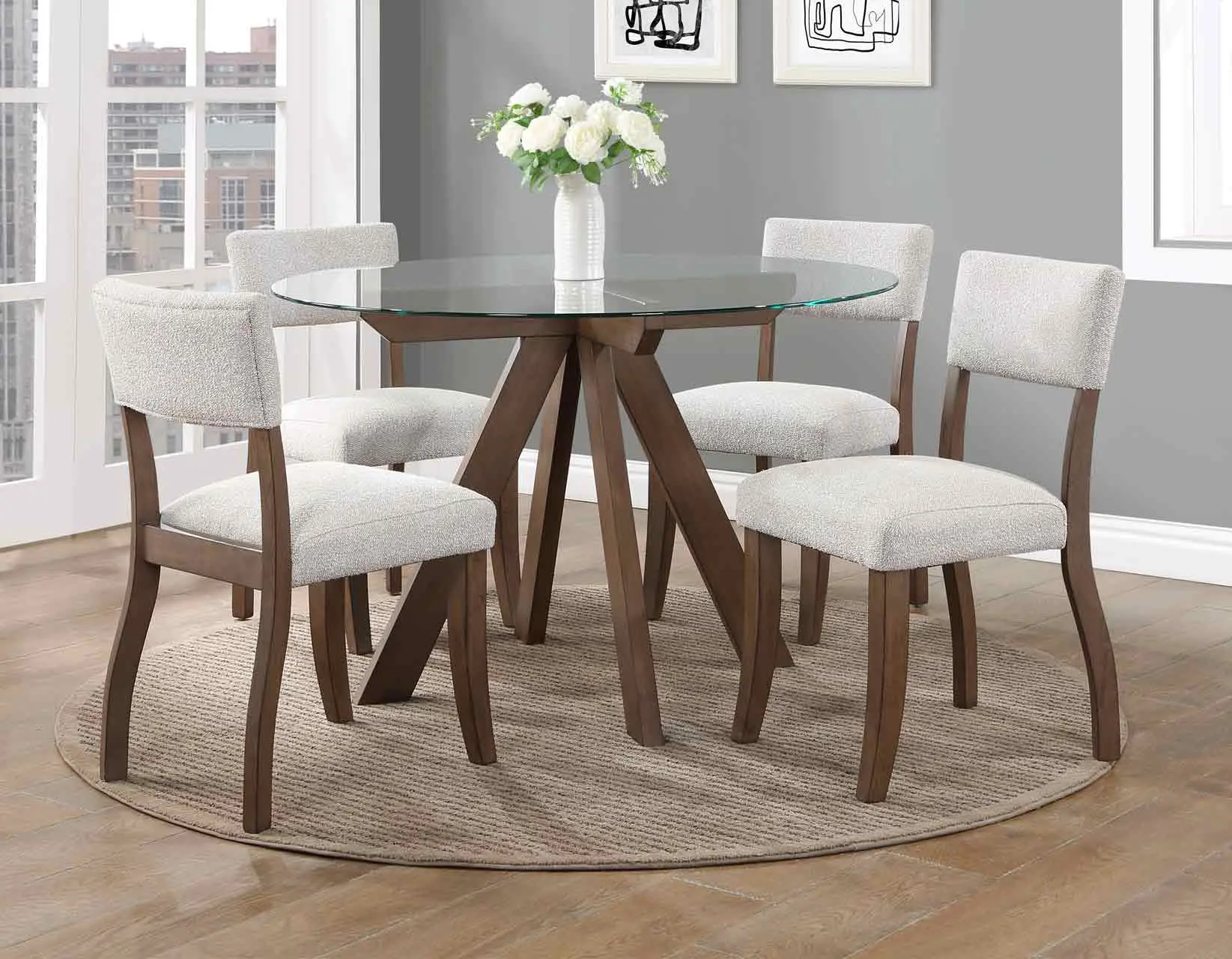 Wade Mocha Brown and Glass 5 Piece Dining Set-2