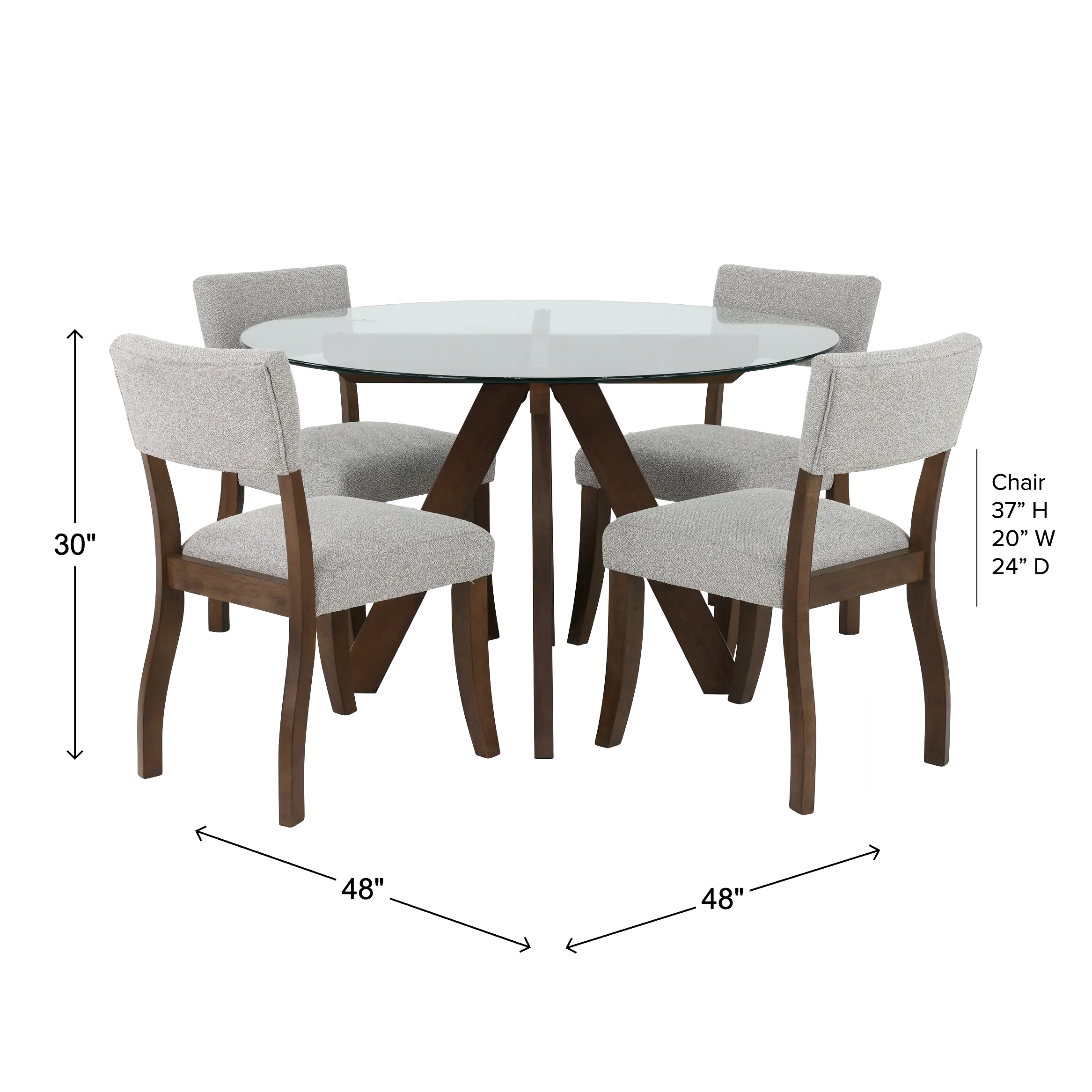 Wade Mocha Brown and Glass 5 Piece Dining Set-3