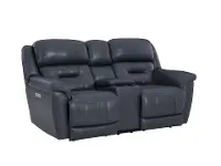 Contender Midnight Blue Leather Power Reclining Loveseat