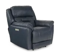 Contender Midnight Blue Leather Power Recliner