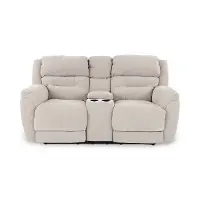 Knockout Stone Beige Power Reclining Loveseat with Console