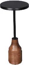 Black Round Wood and Metal Drink Table