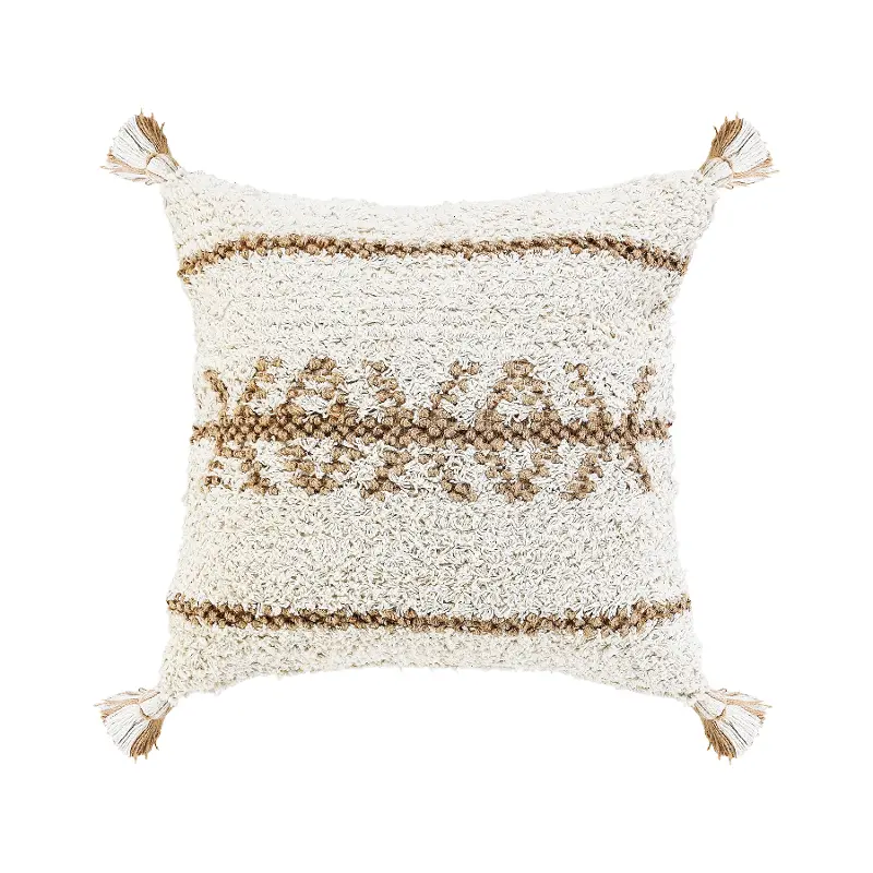 White and Natural Geometric Throw Pillow