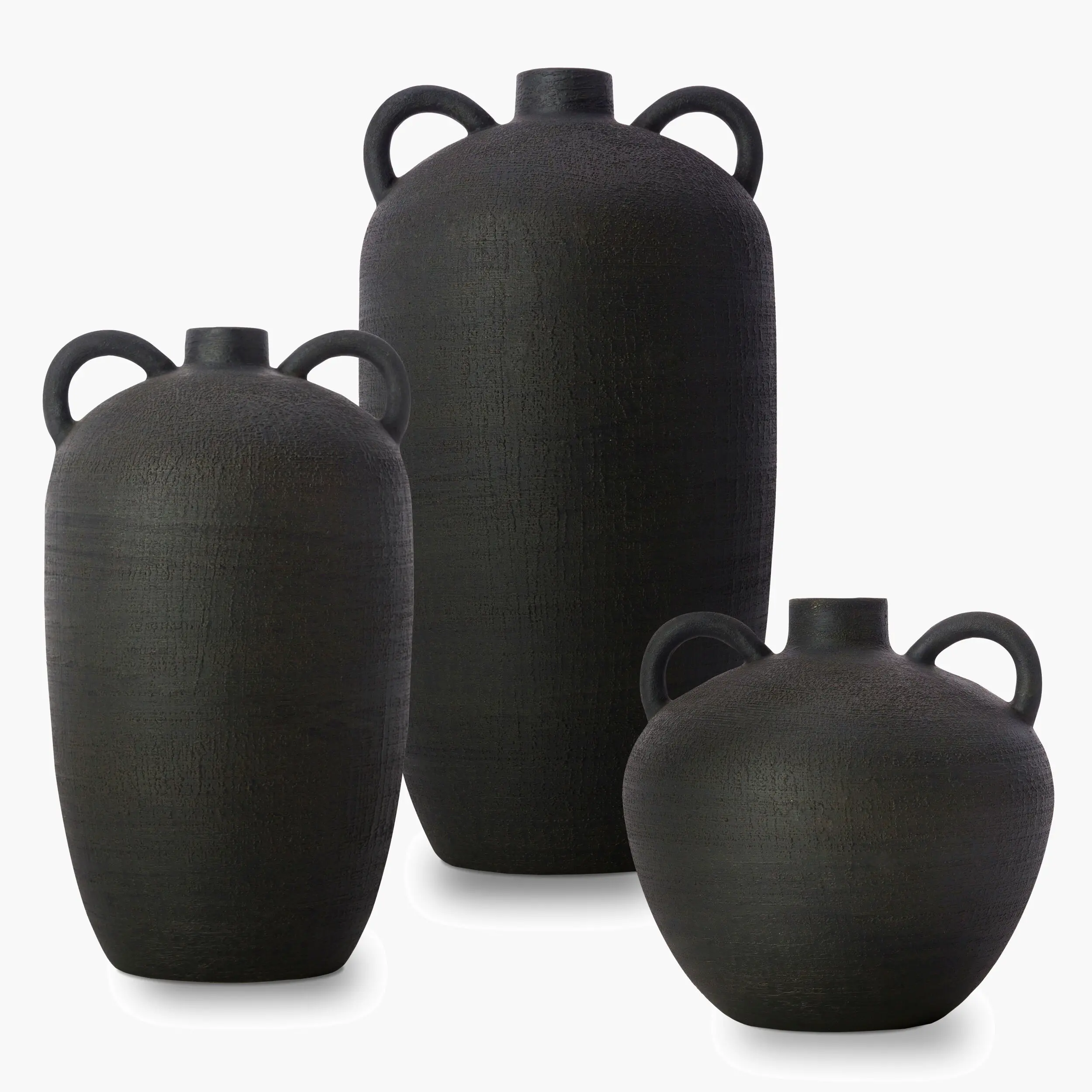CCH003-SET Acanceh Black Ceramic Vase Set of 3-1