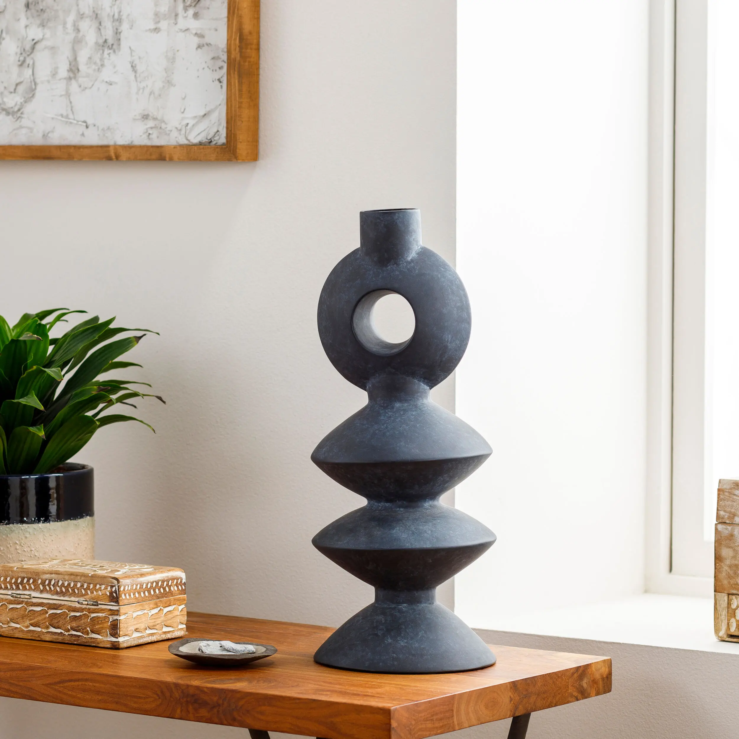 YAG-006 Yagya Black Ceramic Vase-3