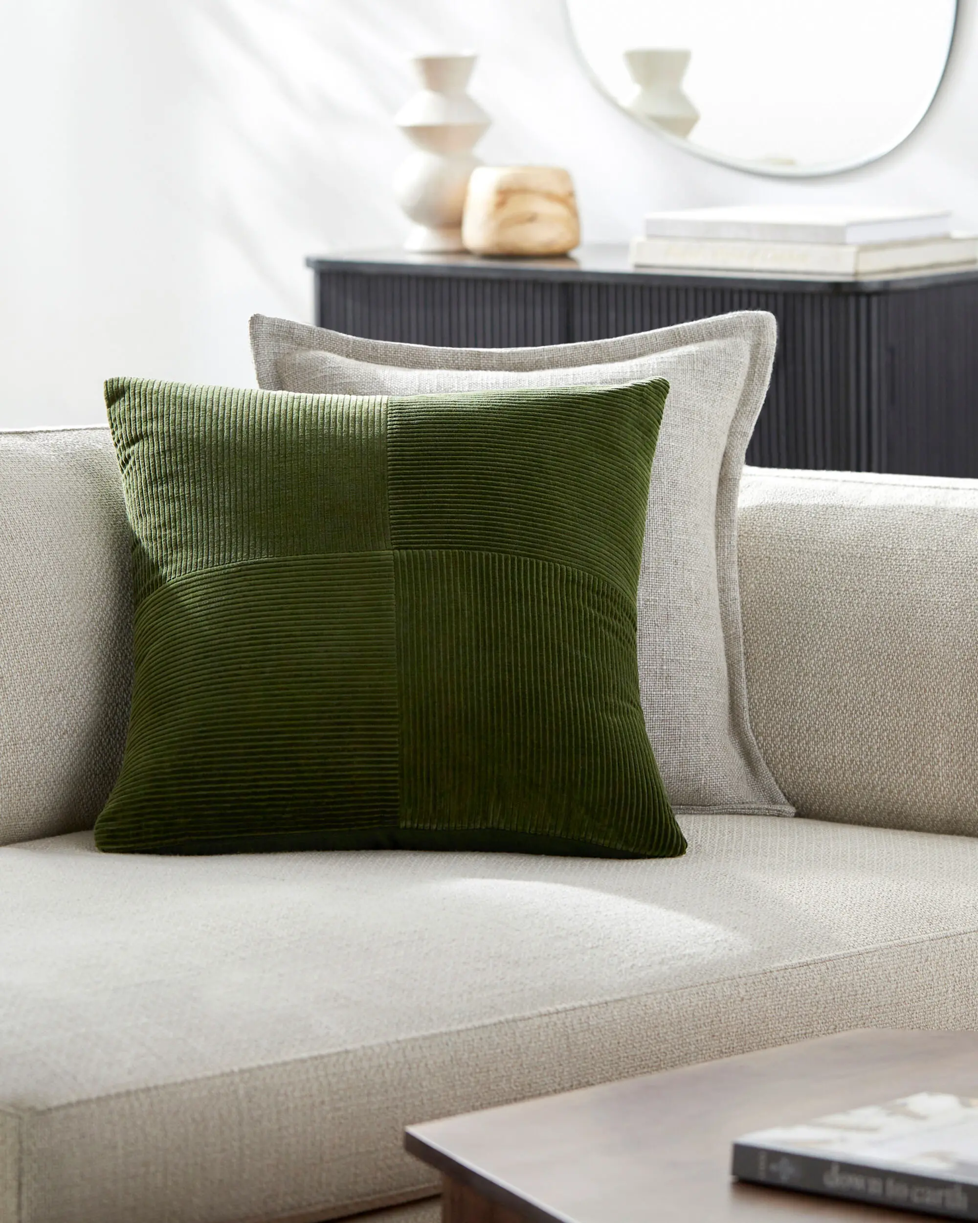 CDQ004-2222P Corduroy Quarters Olive Accent Pillow-2