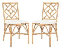 ACH6509B-SET2 Bhumi Bamboo Honey Accent Chair with Cushion - Set of 2