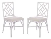 ACH6509A-SET2 Bhumi Bamboo White Accent Chair with Cushion - Set of 2