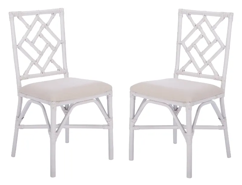 Bhumi Bamboo White Accent Chair with Cushion - Set of 2