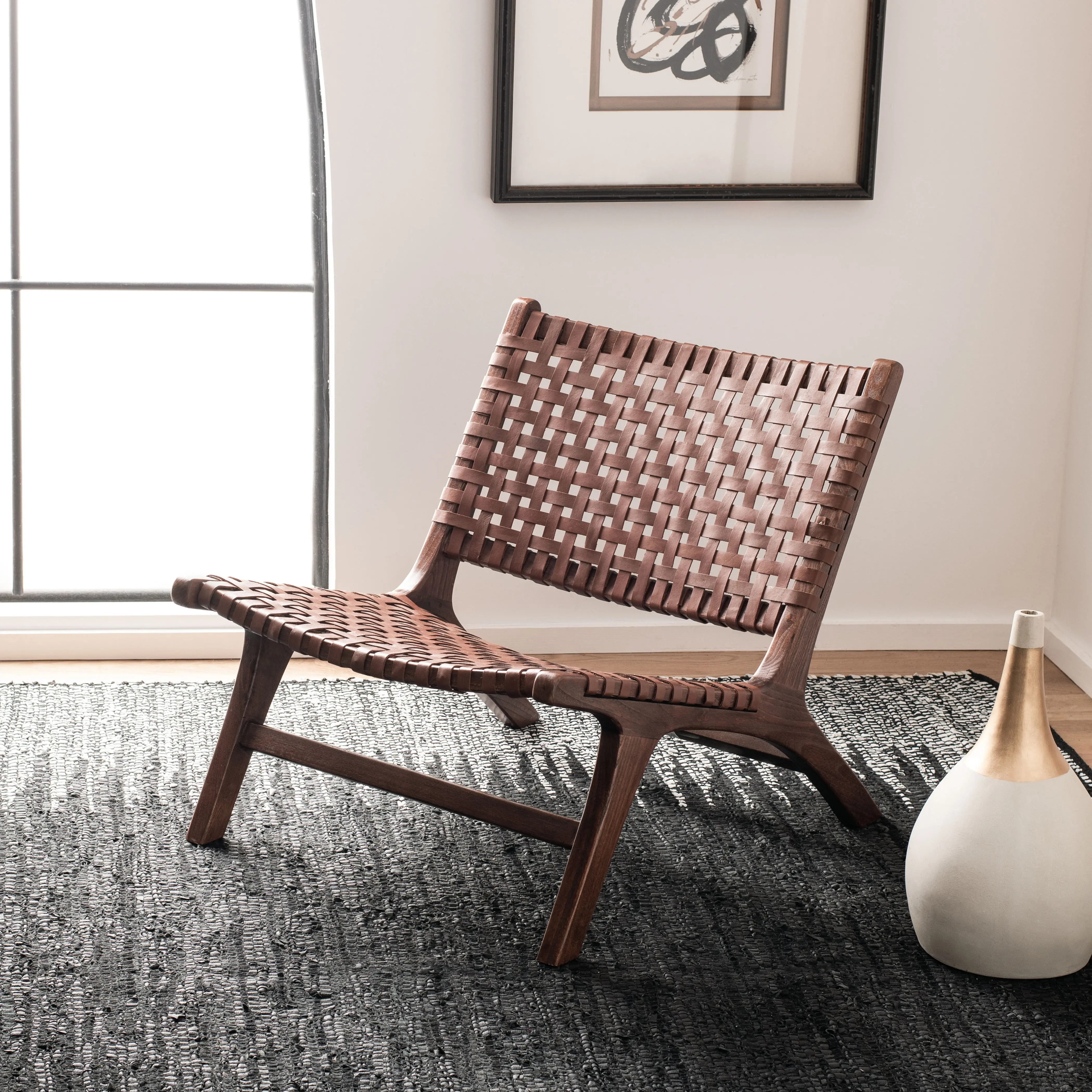 ACH1002B Luna Cognac Woven Accent Chair-2