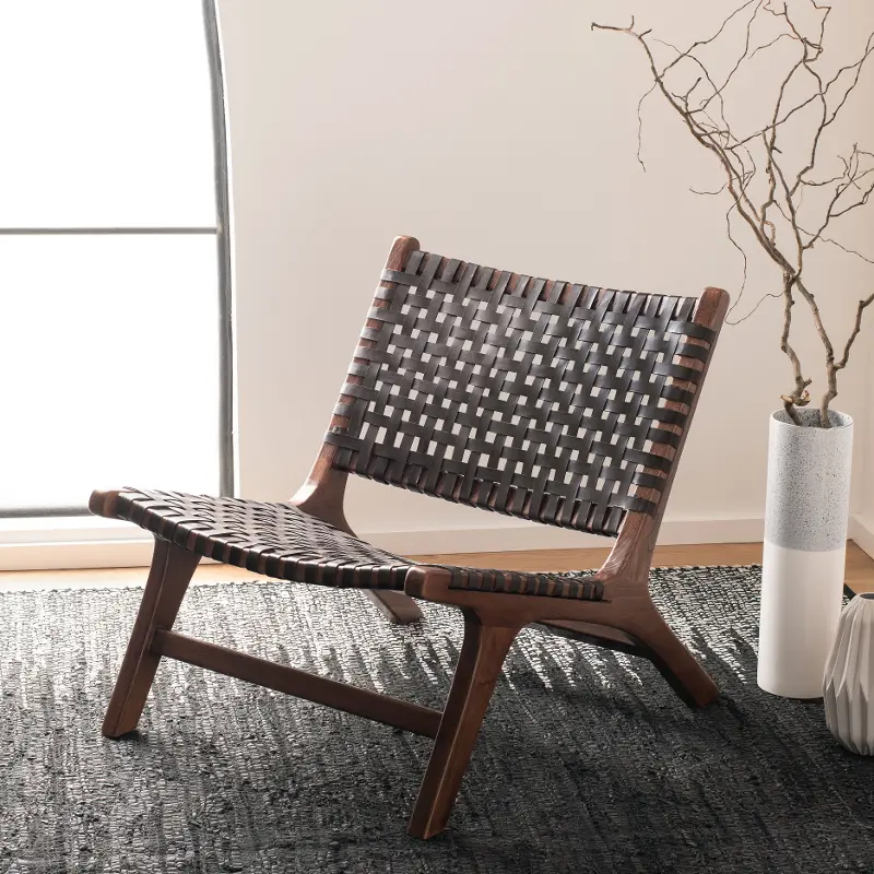 Luna Brown Woven Accent Chair