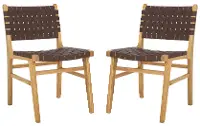 DCH4000A-SET2 Taika Brown Leather Dining Chairs - Set of 2