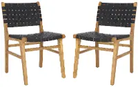 DCH4000C-SET2 Taika Black Leather Dining Chairs - Set of 2