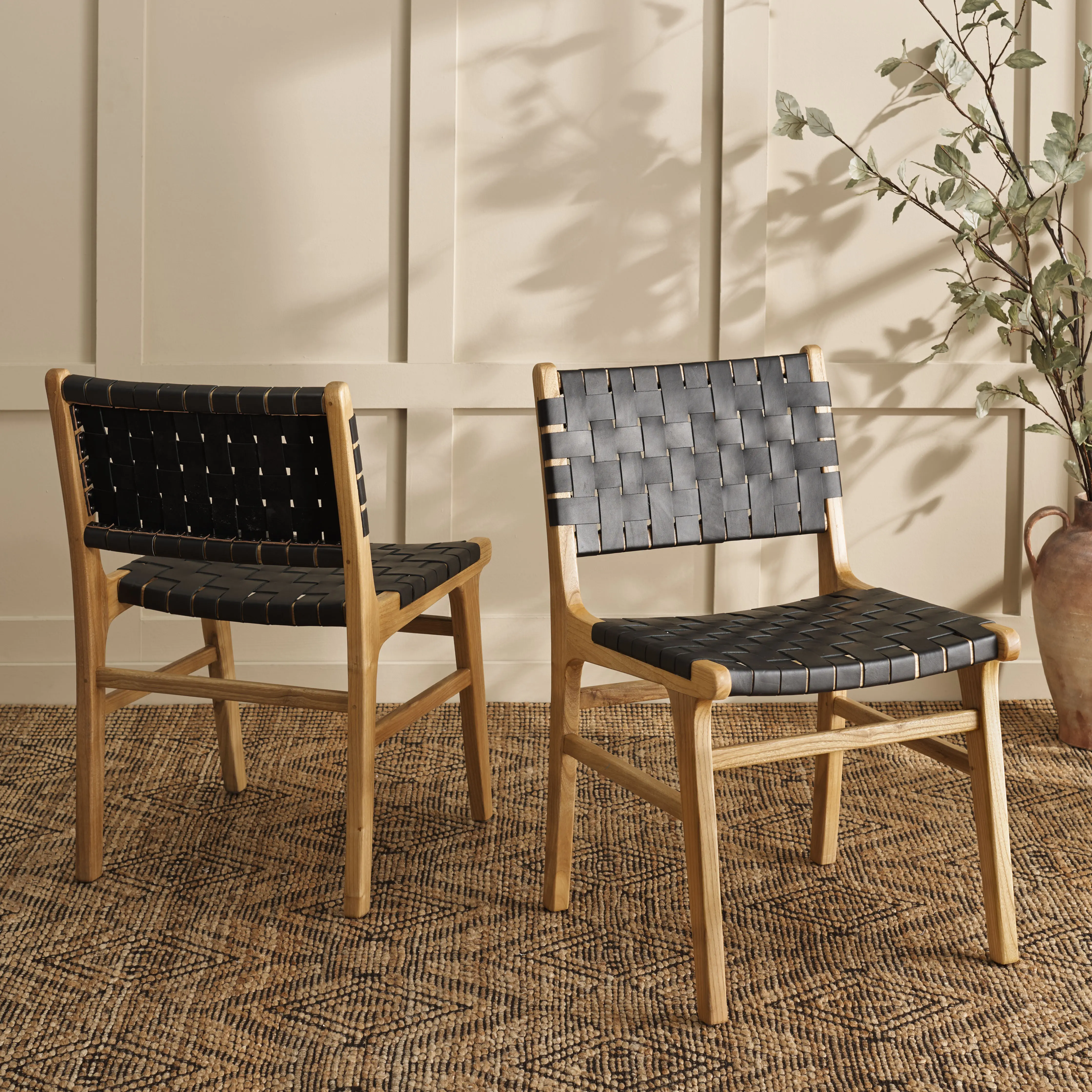 DCH4000C-SET2 Taika Black Leather Dining Chairs - Set of 2-2