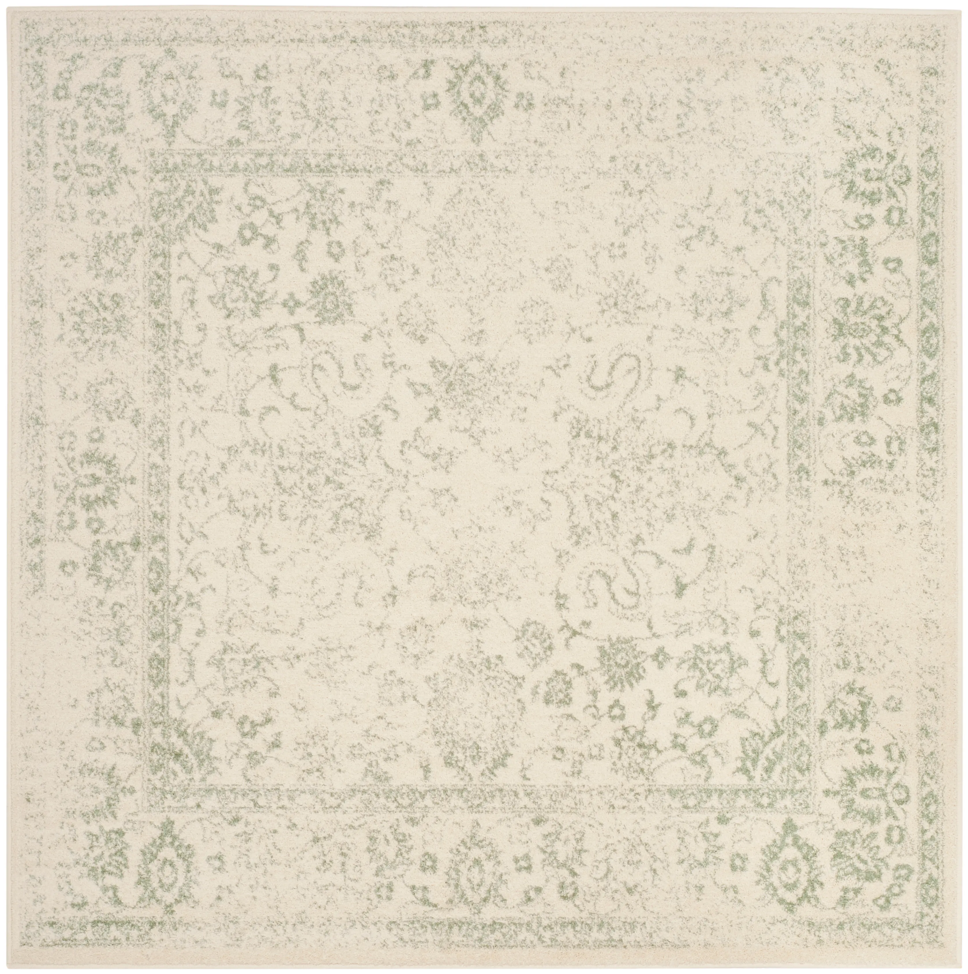 ADR109V-6SQ Adirondack Power Loomed Ivory and Sage Square Rug-1