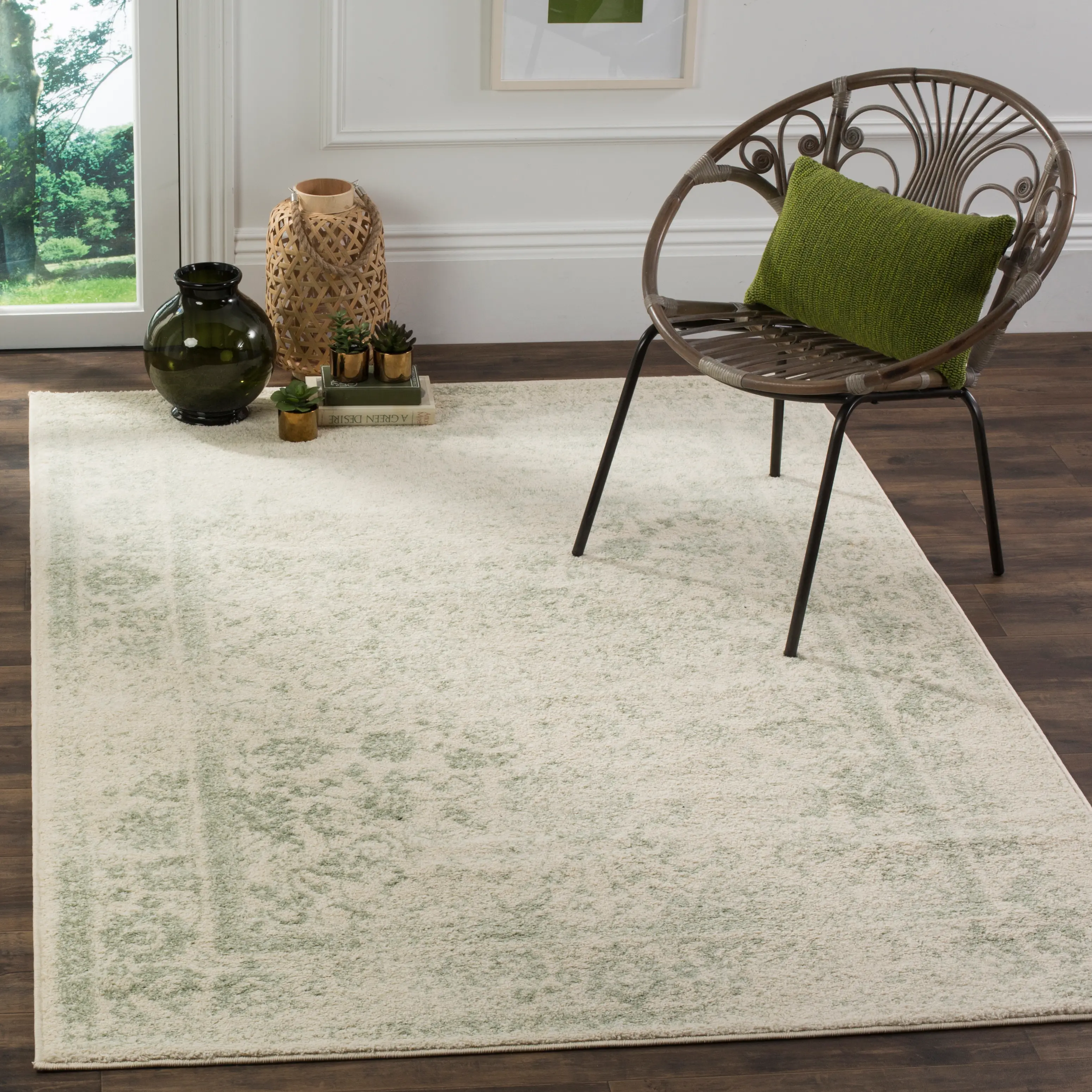 ADR109V-8 Adirondack Power Loomed Ivory and Sage Rug-2