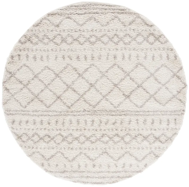 Arizona Shag Ivory and Beige Round Area Rug