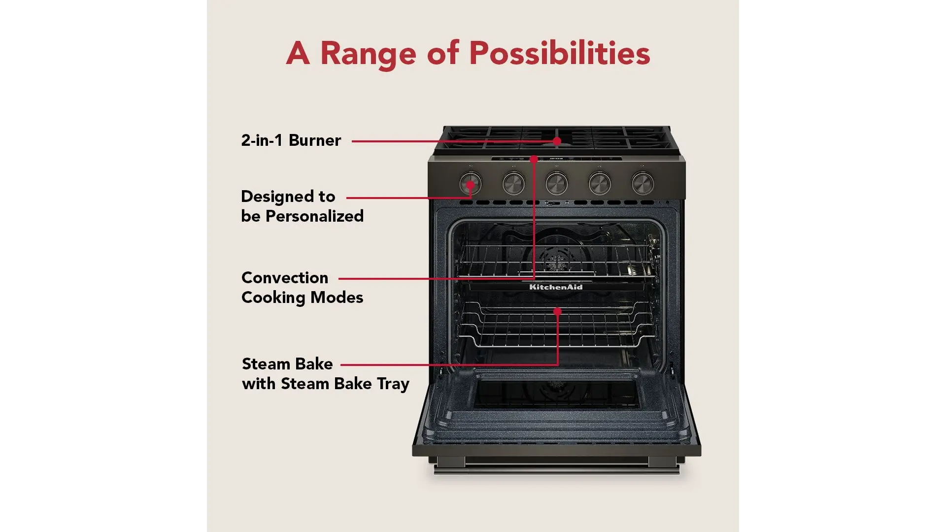 KSGS530SBE KitchenAid 5.0 Cu Ft Smart Single Oven Gas Range - Black Ore-4