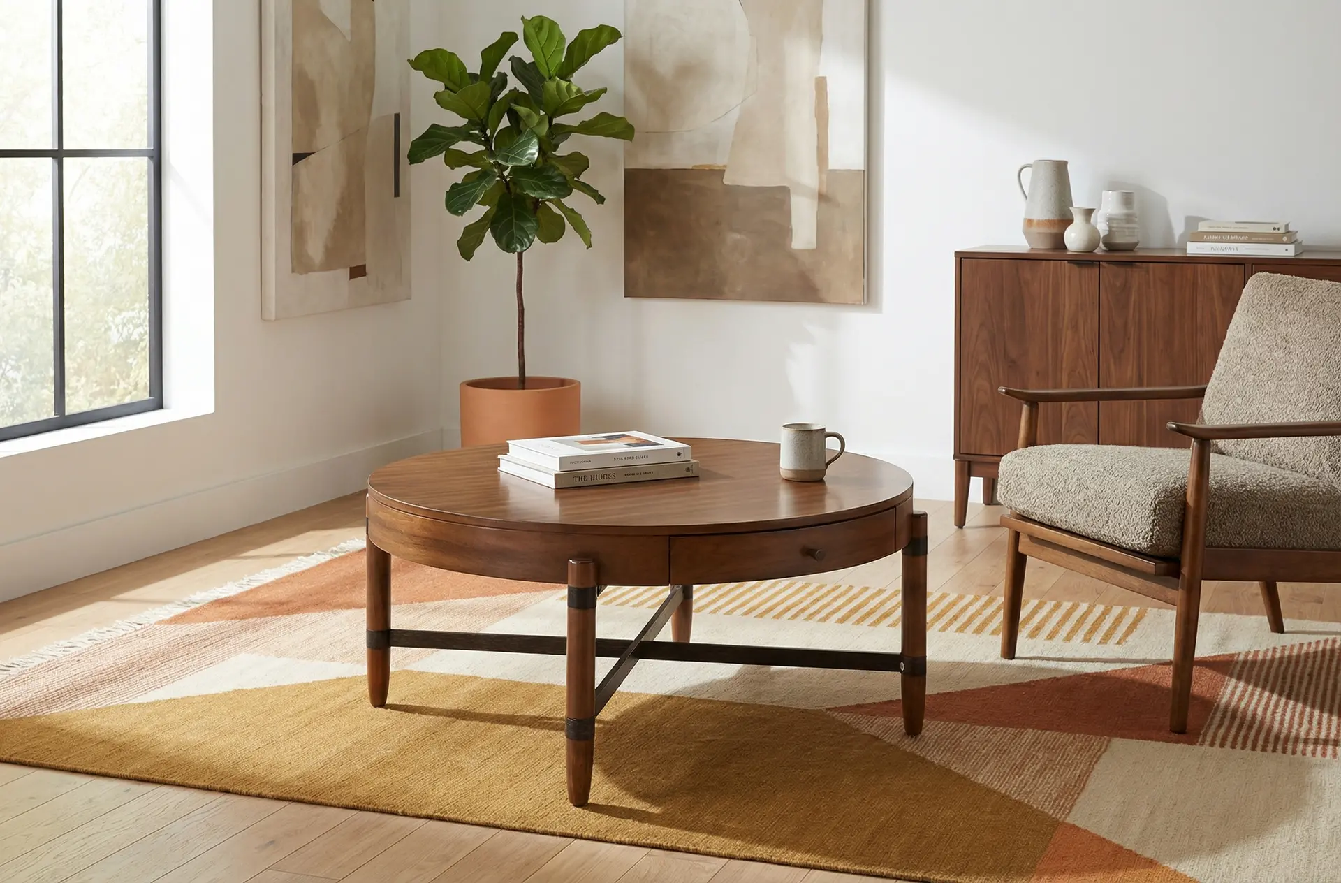 Tranquility Walnut Brown Coffee Table-10